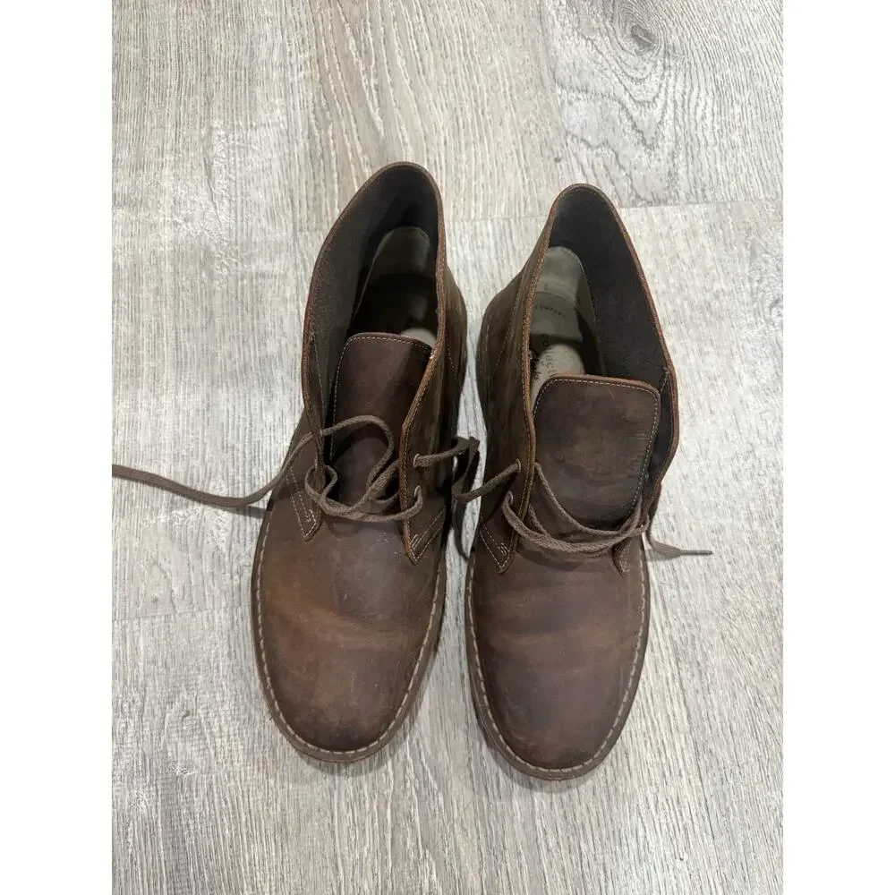 Clarks Shoes Men's Desert Boot Lace Up Chukka Boots Beeswax Leather 11 Brown